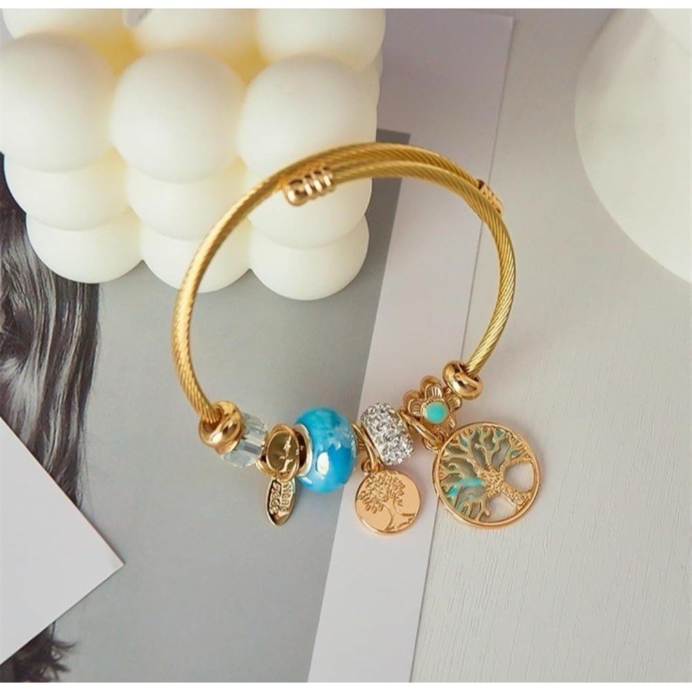 Flexible Tree Of Life Bracelet Gold Color‎ Stainless Steel - Picture 2 of 6